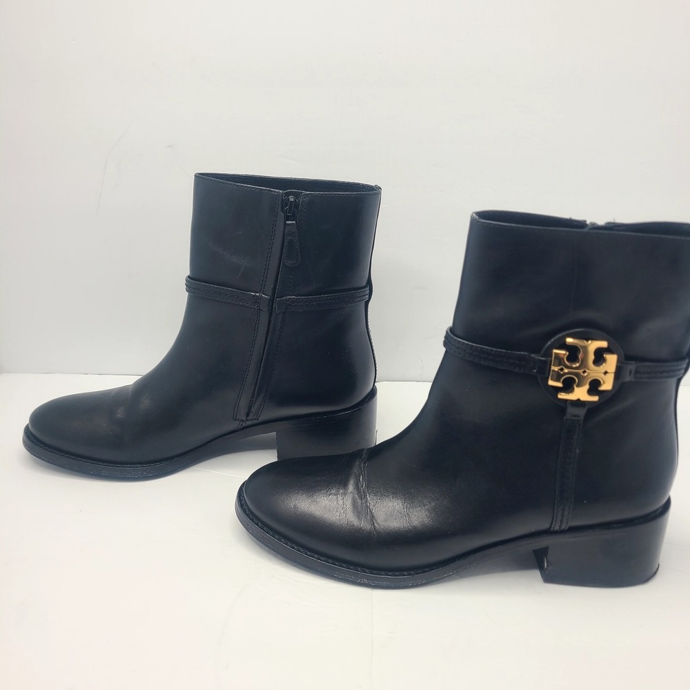Tory Burch Miller 45MM Ankle Bootie Calf Leather Perfect Black 61151 Size 10.5 - Picture 3 of 11